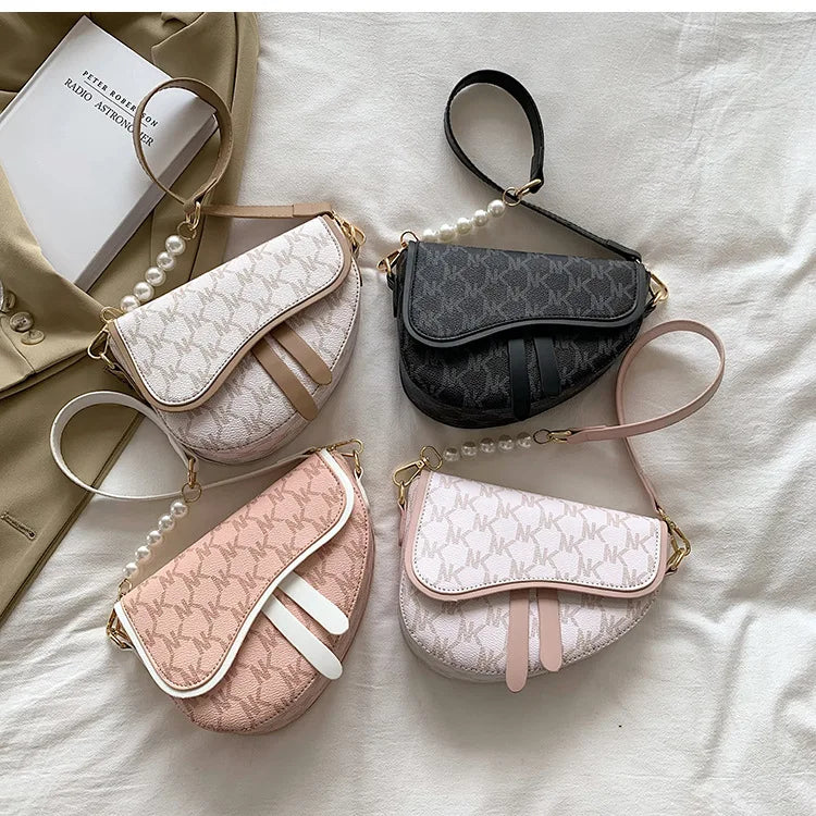 Leather Saddle Bag Crossbody Shoulder Underarm Side Bag for Women