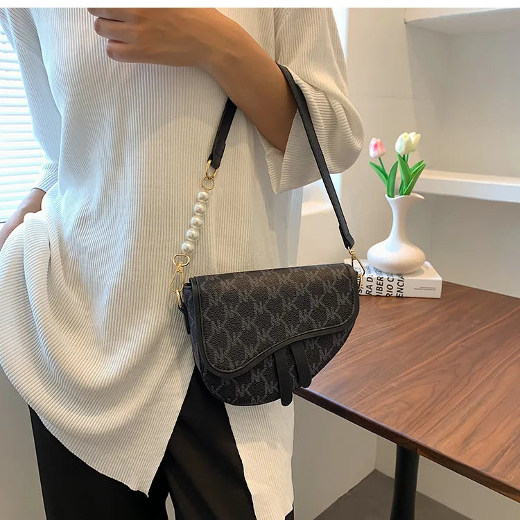 Leather Saddle Bag Crossbody Shoulder Underarm Side Bag for Women