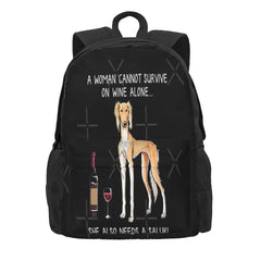 Saluki And Wine Funny Dog Backpacks Men's Backpacks Bags For Women Travel Bags