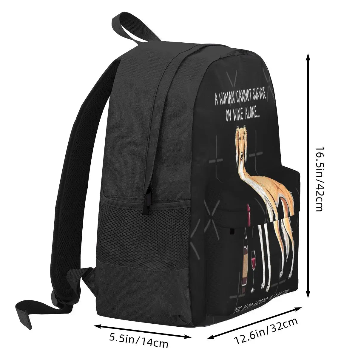 Saluki And Wine Funny Dog Backpacks Men's Backpacks Bags For Women Travel Bags