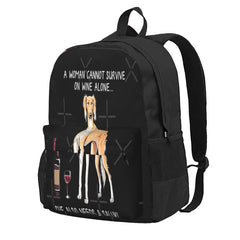 Saluki And Wine Funny Dog Backpacks Men's Backpacks Bags For Women Travel Bags