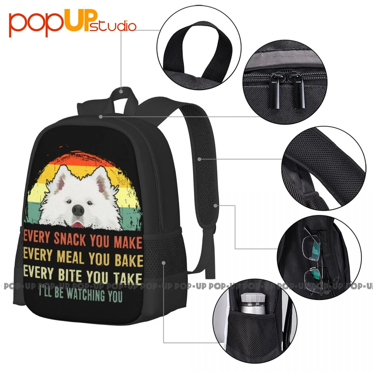 Samoyed Snack Watching Dog Mom Backpack Sports Bag