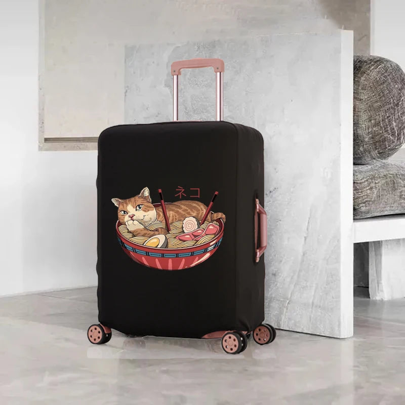 Samurai Cat Pattern Luggage Cover for 18-32 Inch Suitcases