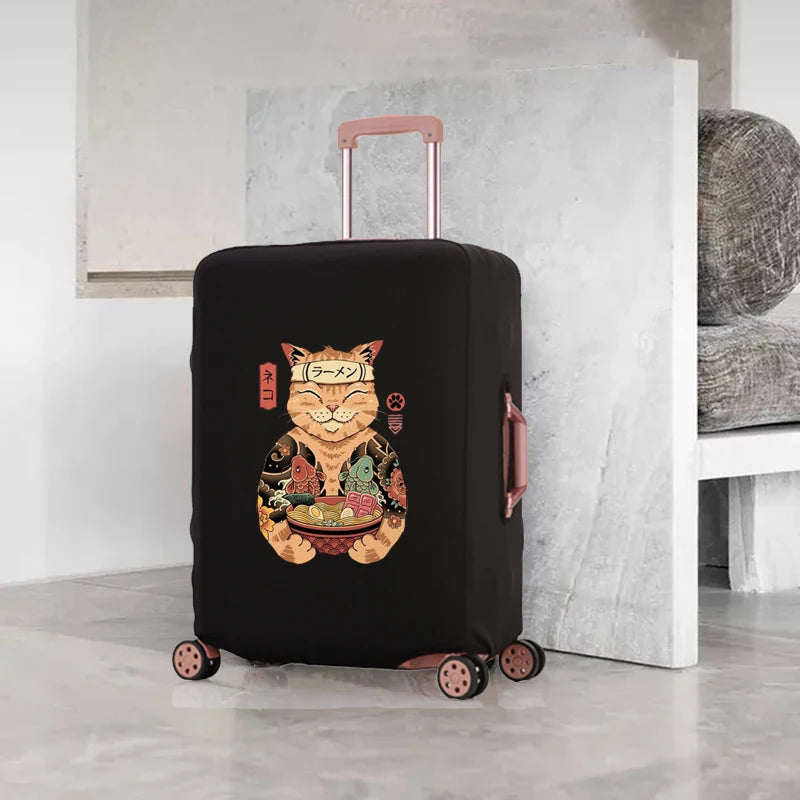 Samurai Cat Pattern Luggage Cover for 18-32 Inch Suitcases