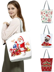 Santa Claus Women's Gift Tree Printed Handbags Christmas Girl Tote