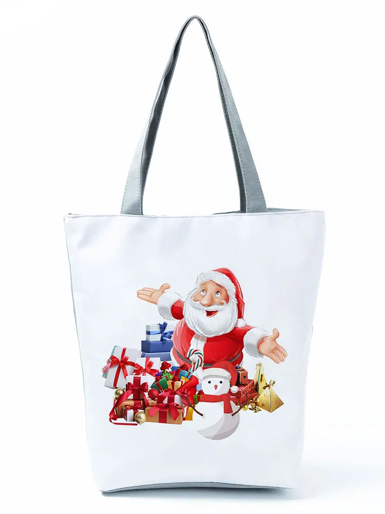 Santa Claus Women's Gift Tree Printed Handbags Christmas Girl Tote