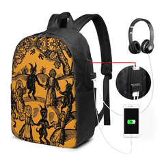 Satan Backpack USB Dance w/ The Devil Student Bag Multifunction
