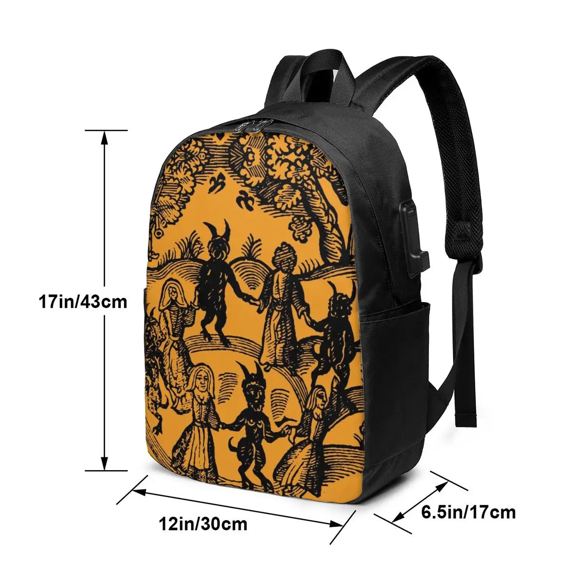 Satan Backpack USB Dance w/ The Devil Student Bag Multifunction