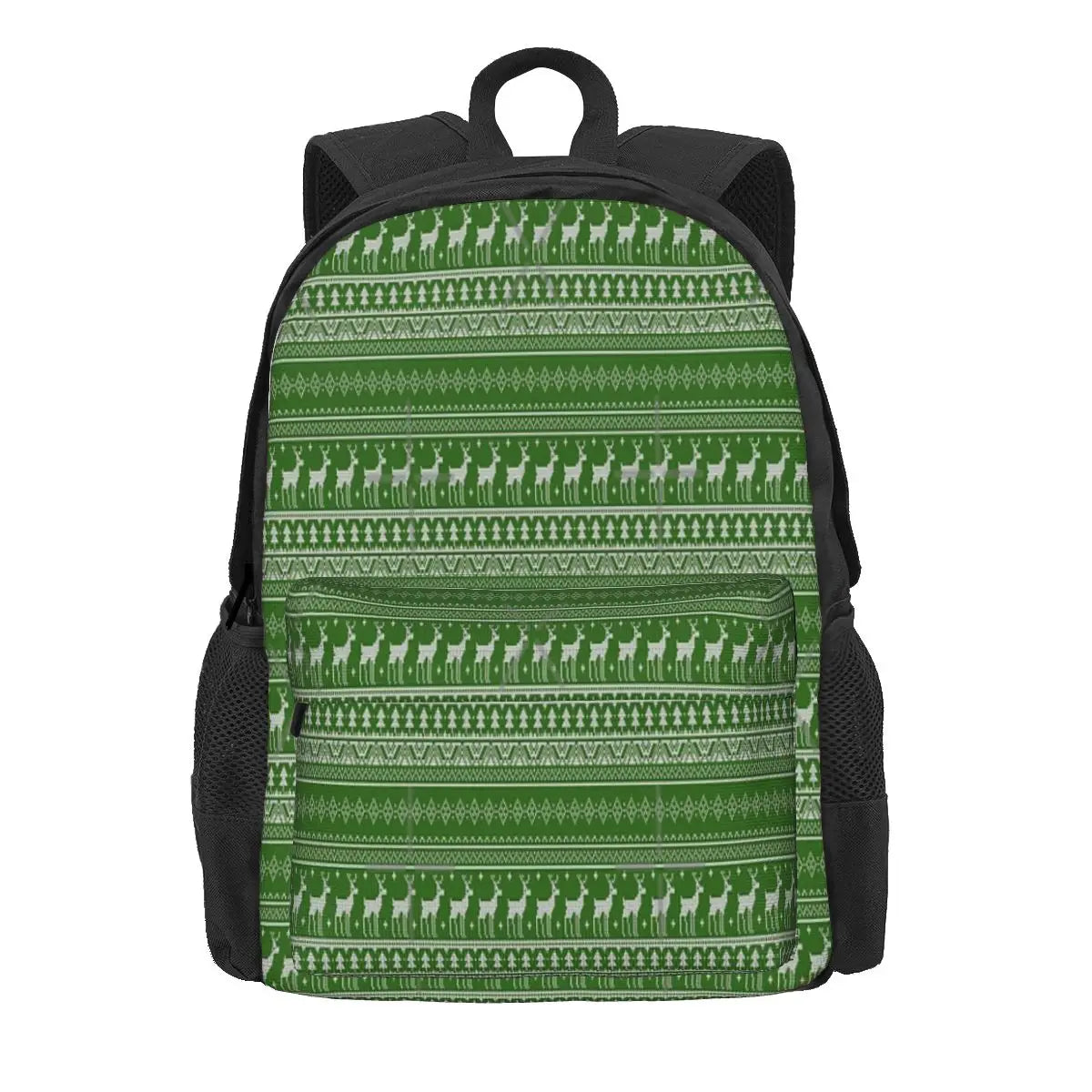 Scandinavian Green Knit Backpacks Men's Waterproof Reusable Bag
