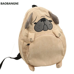 Corduroy Animal Fox and Dog Shape School Backpack for Teenagers Girls