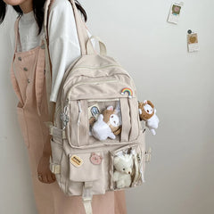 Nylon School Backpack Laptop Bookbag for Teen Girls Women Ladies
