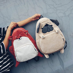Corduroy Animal Fox Dog Shape Schoolbag Student Backpack