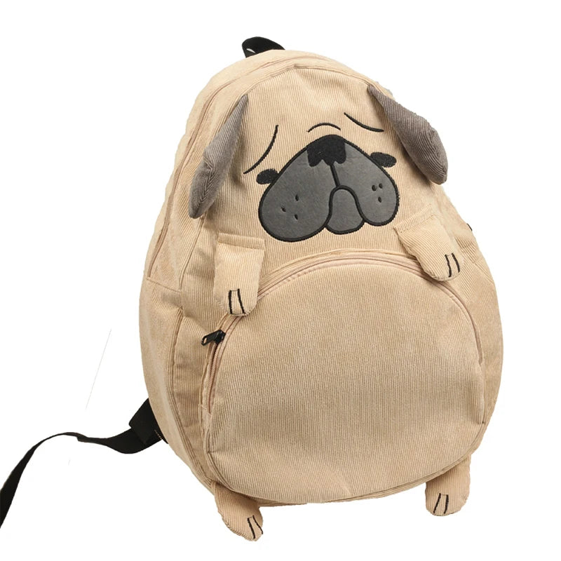 Corduroy Animal Fox Dog Shape Schoolbag Student Backpack