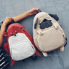 Corduroy Animal Fox Dog Shape Student Backpack