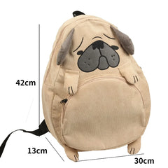 Corduroy Animal Fox Dog Shape Student Backpack