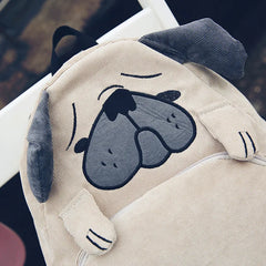 Corduroy Animal Fox Dog Shape Student Backpack