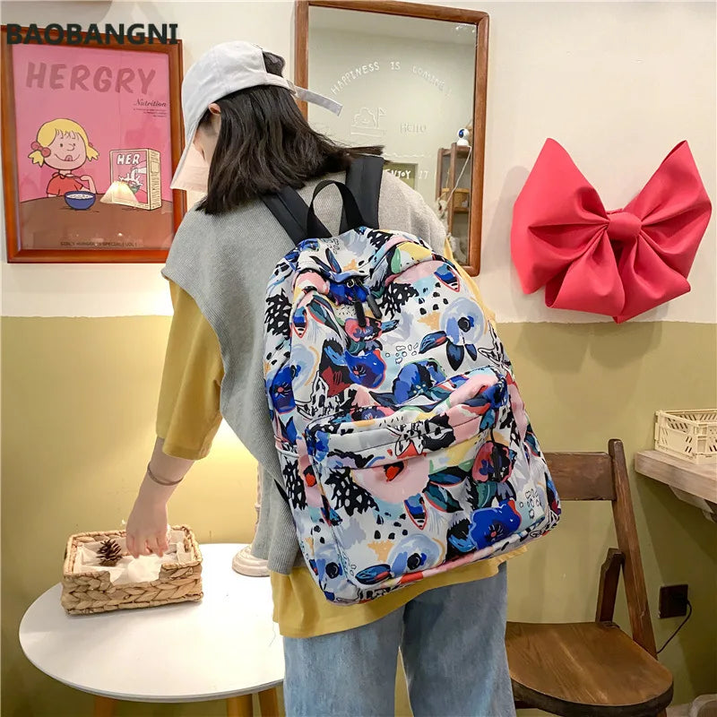 Graffiti Printing Women's Backpack School Bag for Girl Teenage Female
