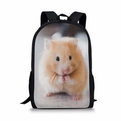 Cat Pet Hamster Print School Bag Halloween Gift Kids Book Bag