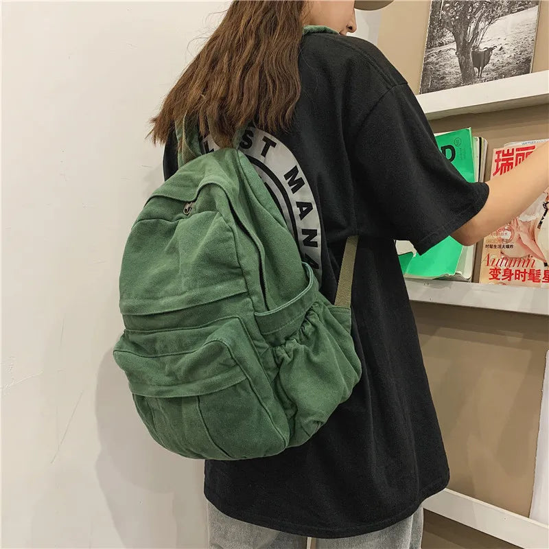 Girls Backpack Women Soft Fabric Bookbags Student Schoolbag Canvas Bag