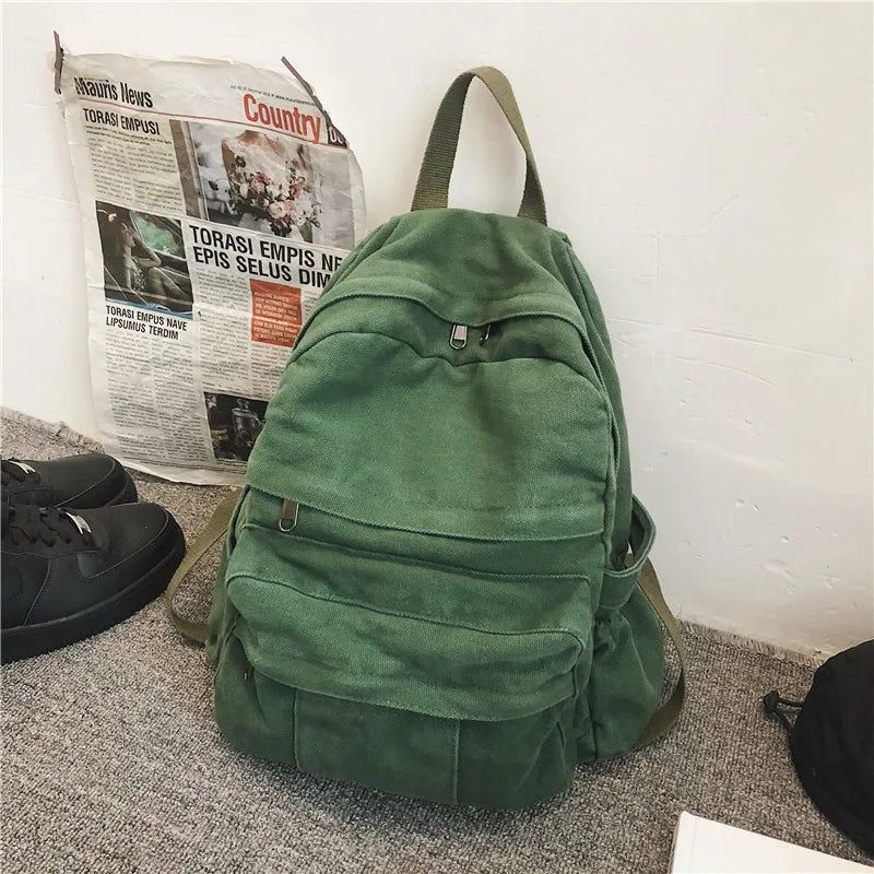 Girls Backpack Women Soft Fabric Bookbags Student Schoolbag Canvas Bag