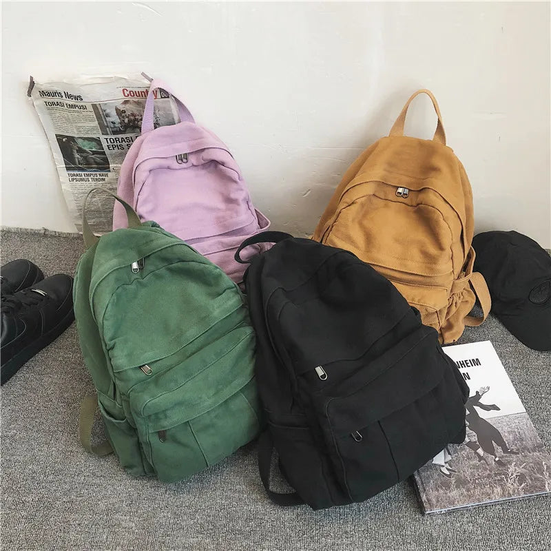 Girls Backpack Women Soft Fabric Bookbags Student Schoolbag Canvas Bag