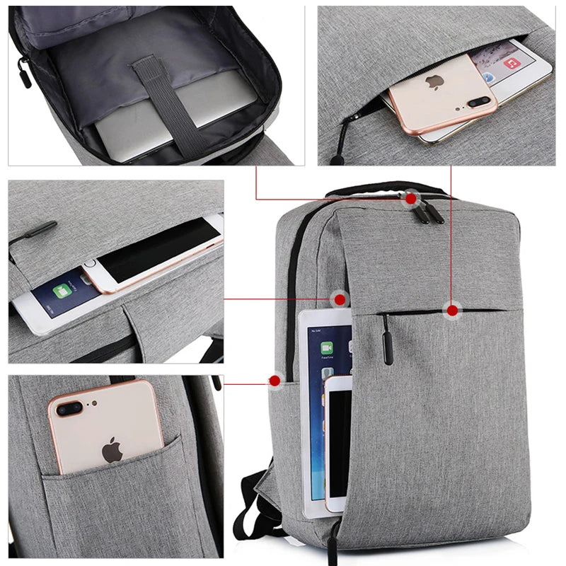 Anti Theft Men Backbag Travel Daypacks Laptop USB Backpack
