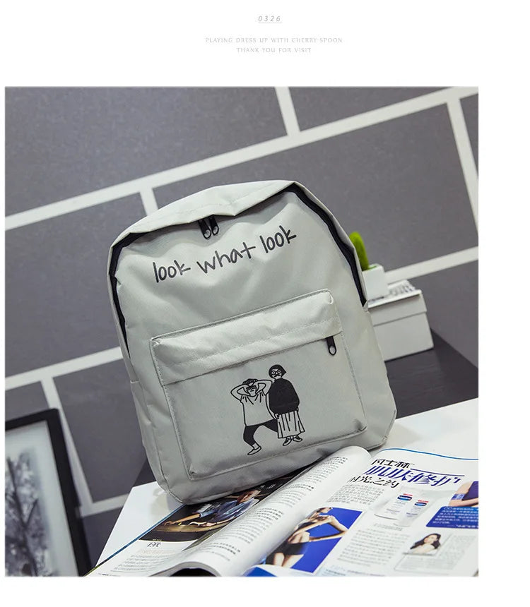 Canvas School Backpack for Girls Boys Travel Bag