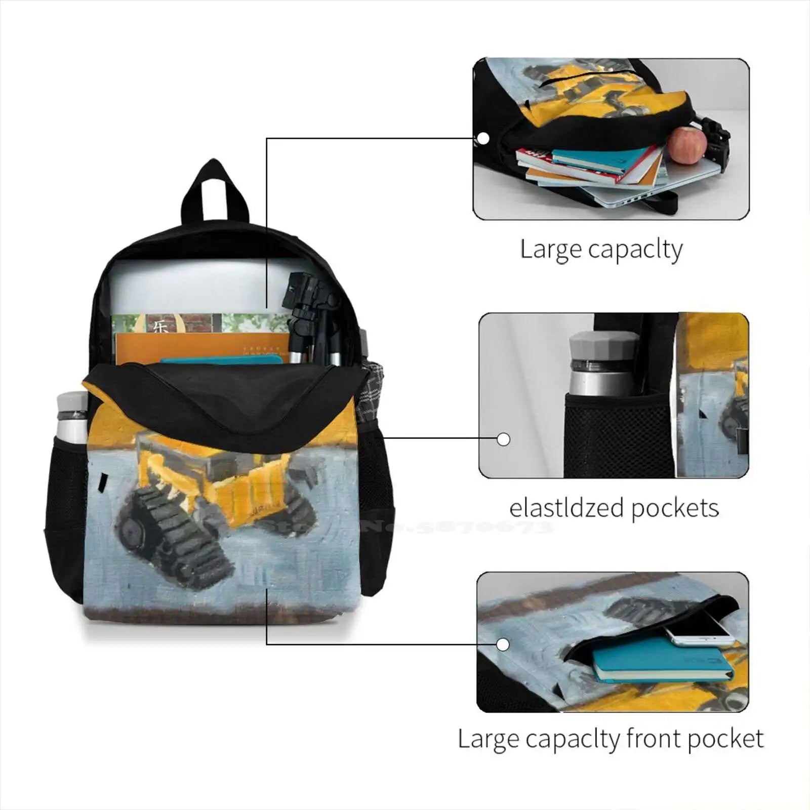 Teen Girls School Laptop Travel Bag Robot Rothko Mark Pixar Orange