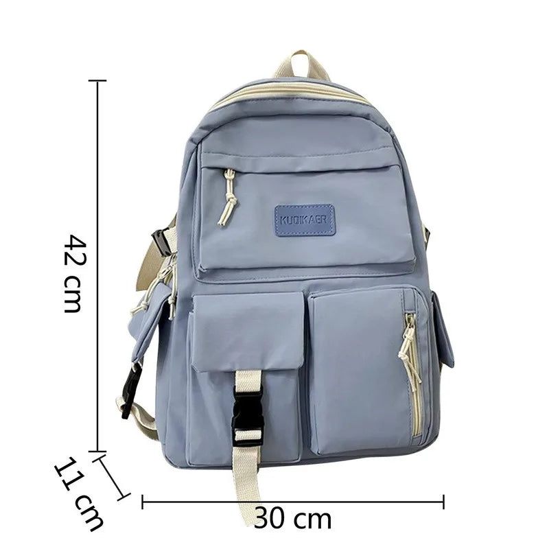 Teen Girls School Backpack Soft Nylon Bookbags Multi-Pocket Student Laptop Bag