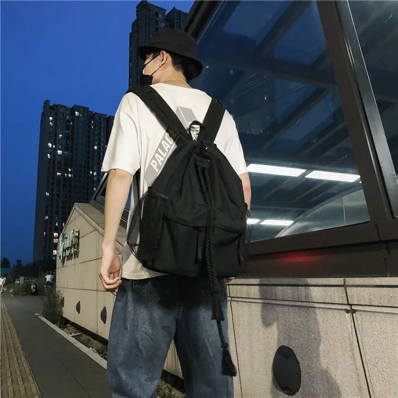 Canvas Backpack Student College Book Bag Large Capacity Rucksack