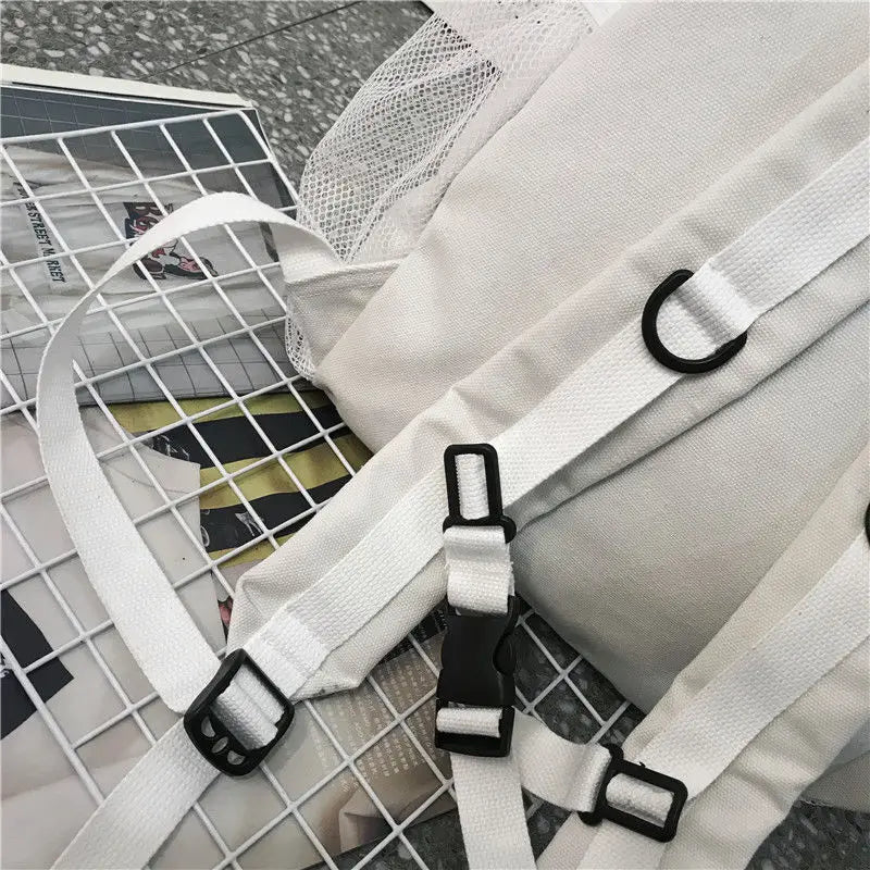Canvas Backpack Student College Book Bag Large Capacity Rucksack
