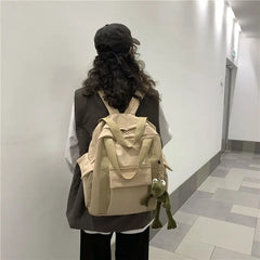 Solid Large Capacity Women College Book Bag Travel Rucksack