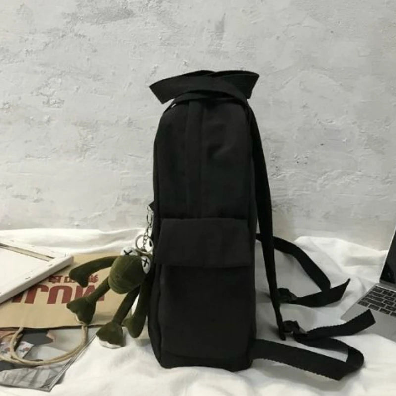 Solid Large Capacity Women College Book Bag Travel Rucksack