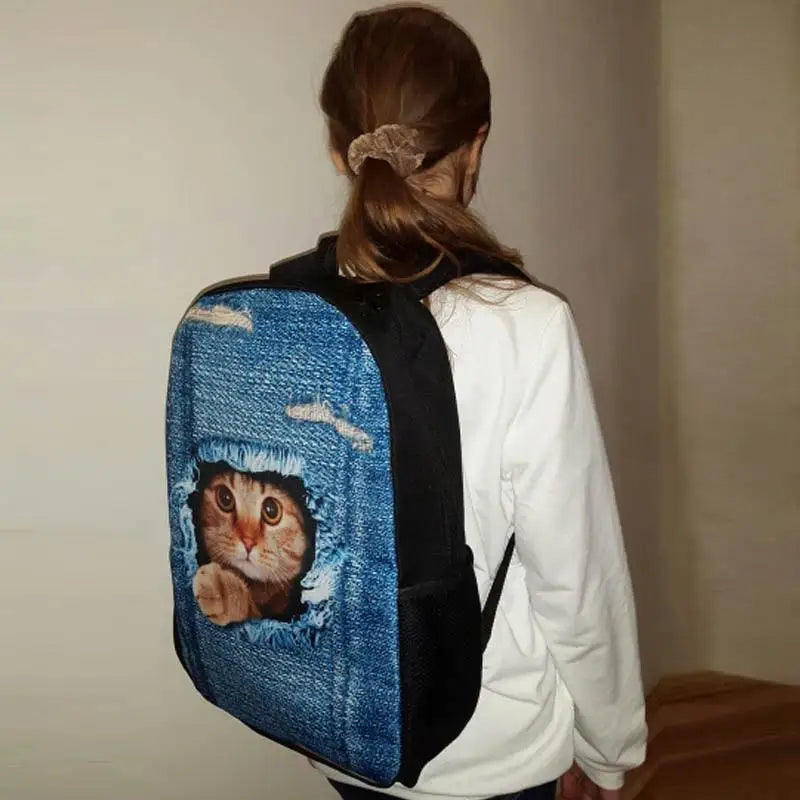 Boys Cartoon Car Airplane Pattern Backpack Schoolbag