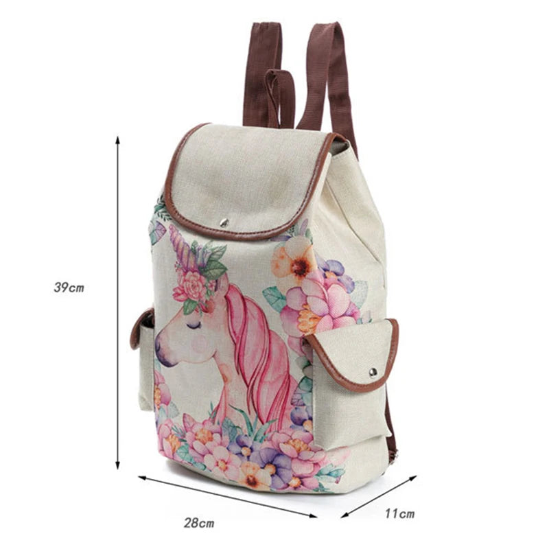 Girls' Unicorn Printed Drawstring Backpack
