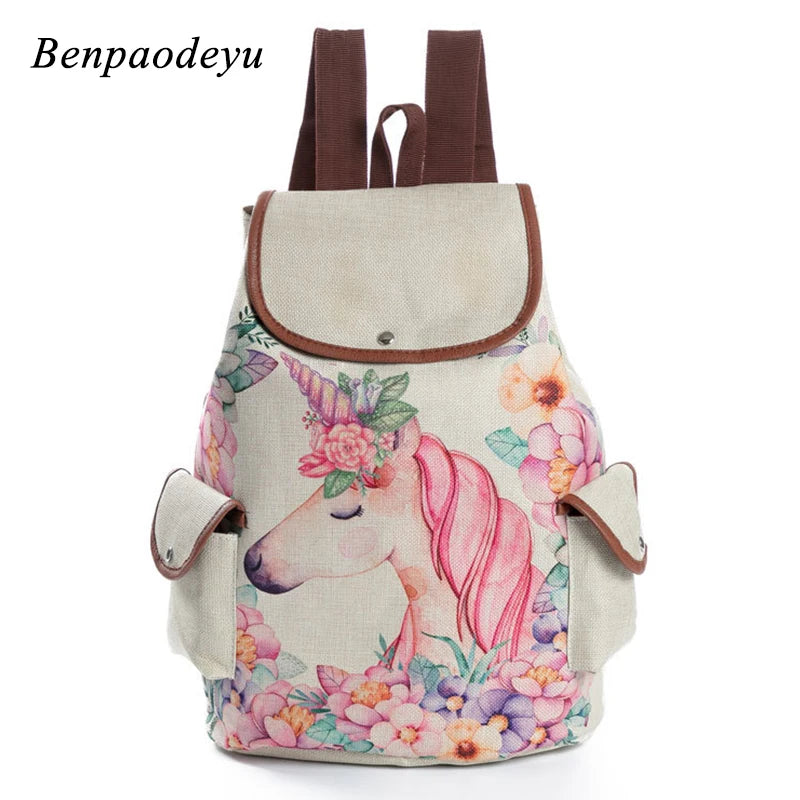 Girls' Unicorn Printed Drawstring Backpack
