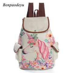 Girls' Unicorn Printed Drawstring Backpack