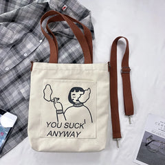 Canvas School Book Bag for Teen Girls