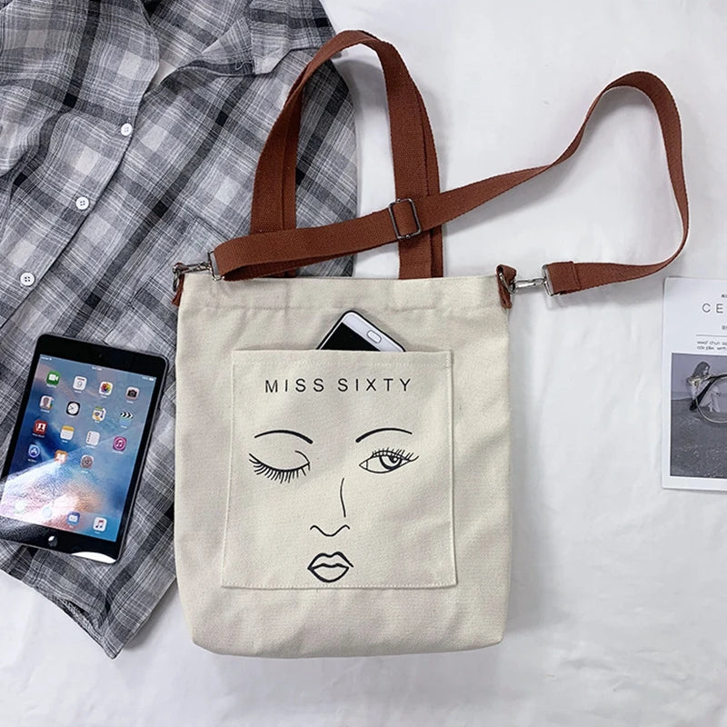 Canvas School Book Bag for Teen Girls