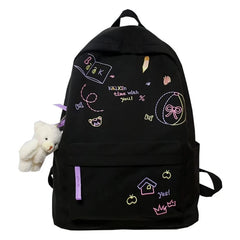 Nylon Backpack for Teen Girl College Large Capacity Schoolbag