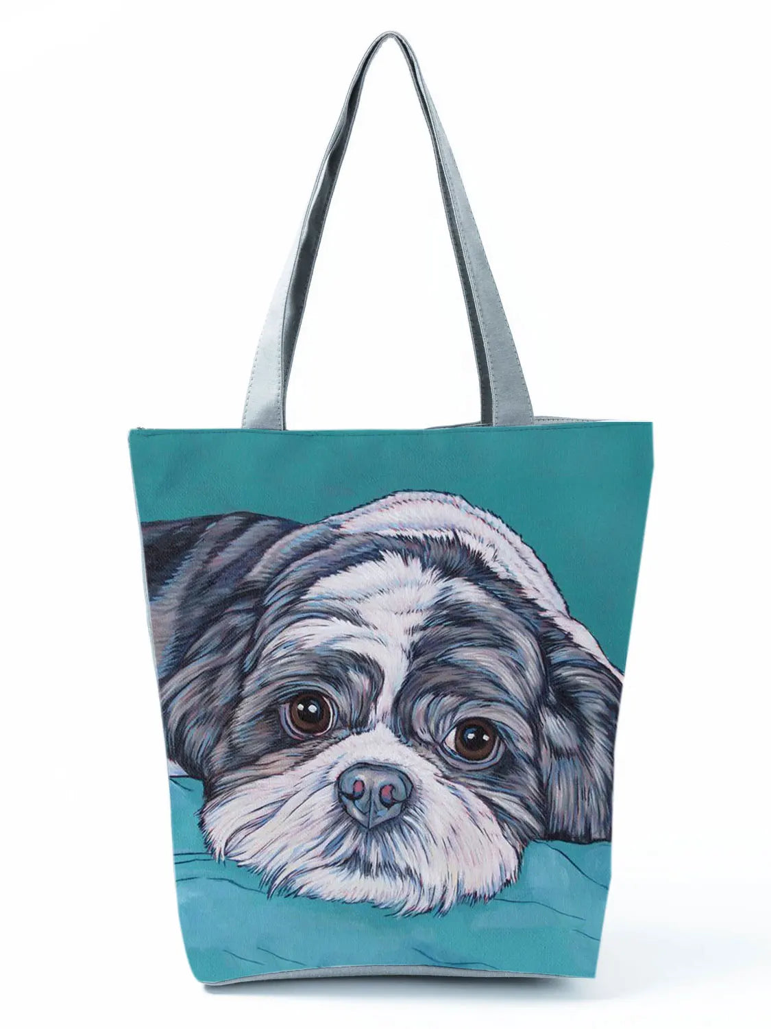 Oil Painting Dog Printed Animal Tote Shoulder Bag Large Capacity
