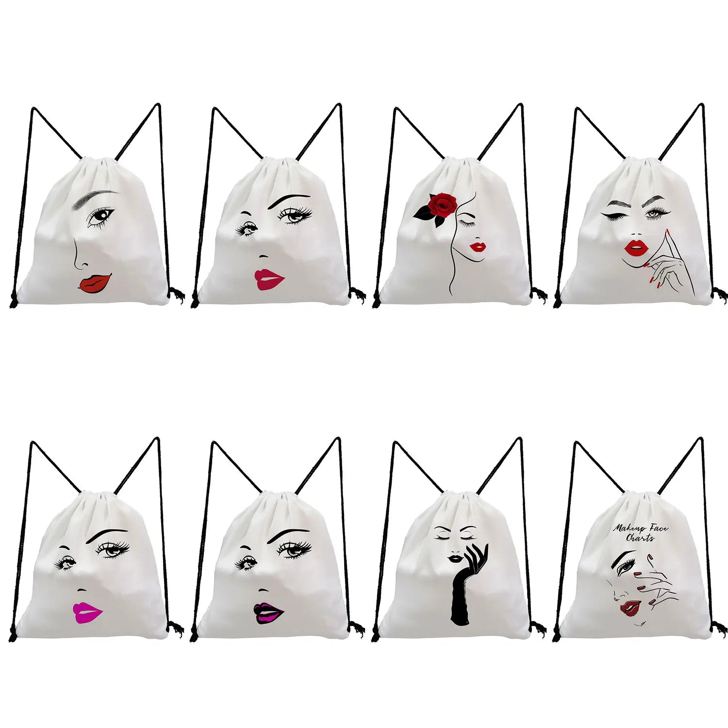 Red Lips Drawstring Bags Customizable