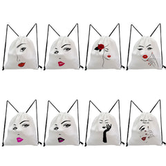 Red Lips Drawstring Bags Customizable