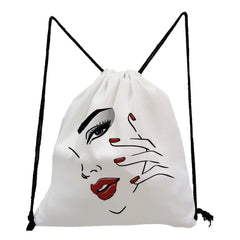 Red Lips Drawstring Bags Customizable
