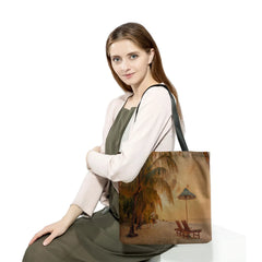 School Teacher Gift Storage Bag Eco-Friendly Beach Landscape Print Tote Bag