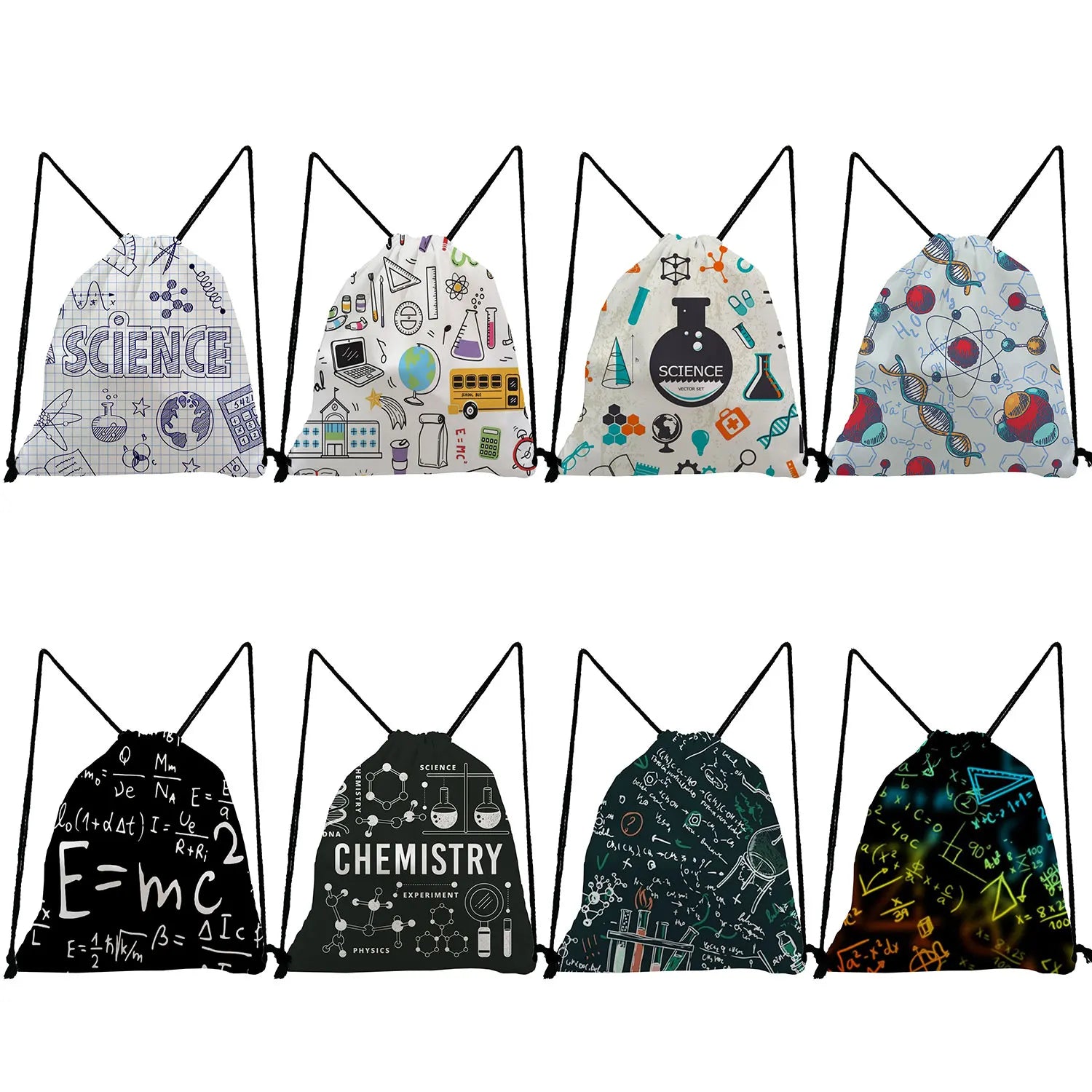 Student Chemistry Backpack E=mc2 Drawstring Pocket
