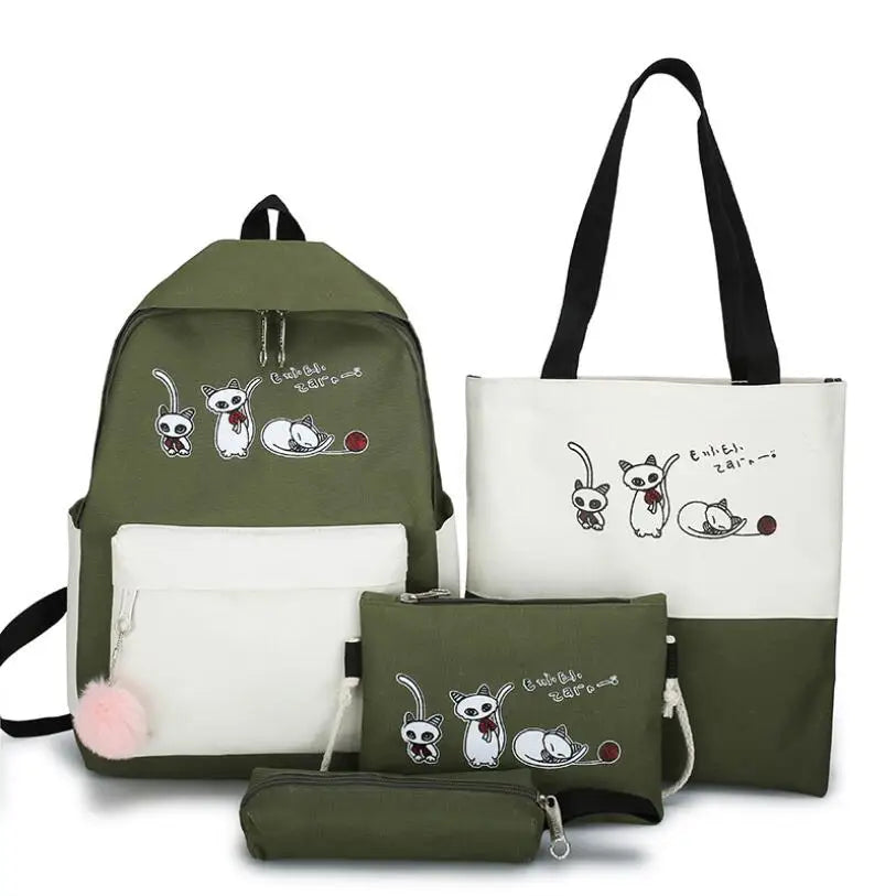 Student Backpacks for Girls Teenagers Female Bagpack Cartoon cat Backpacks