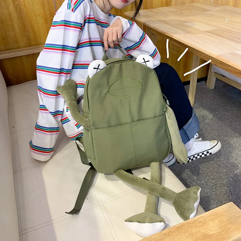 Ugly Frog Cartoon Backpack Student School Bag