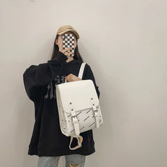 Teenage Girls Cotton Linen Schoolbag Backpack