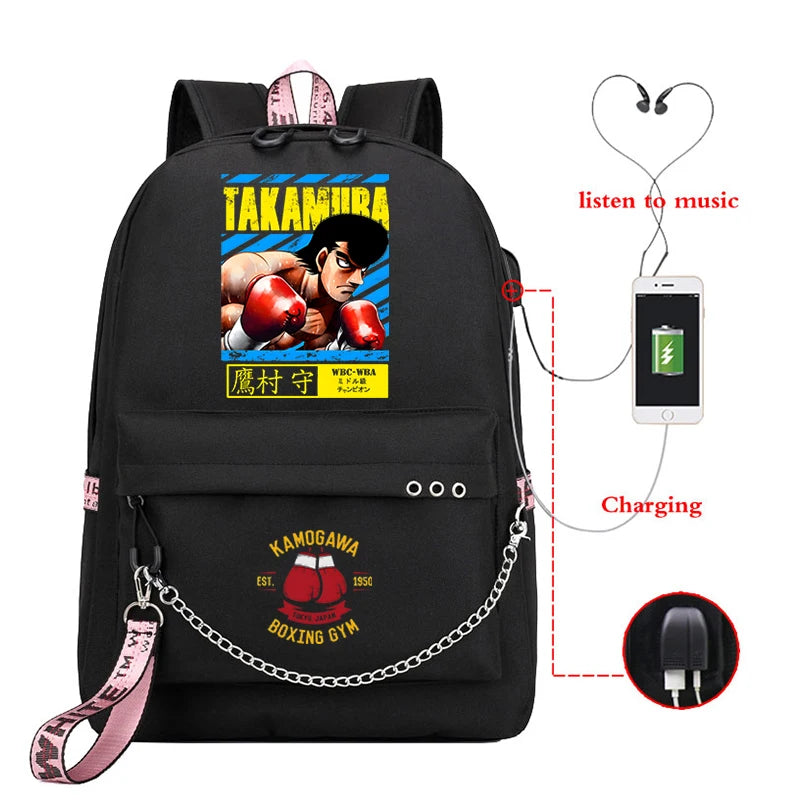 Hajime No Ippo Print Teen Casual Backpack Anime Hajime Bags KGB Unisex